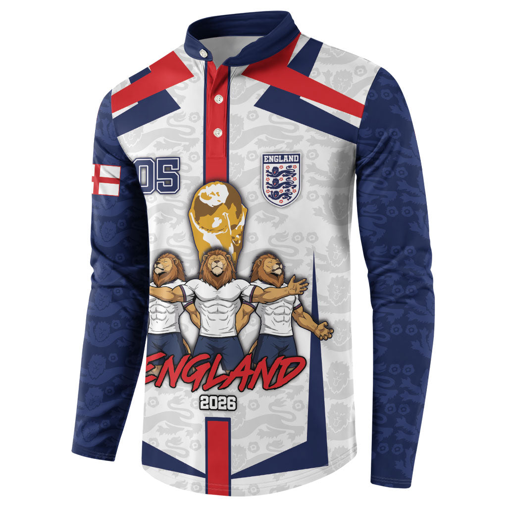 Custom England Football Button Sweatshirt Three Lions Trophy St George Cross