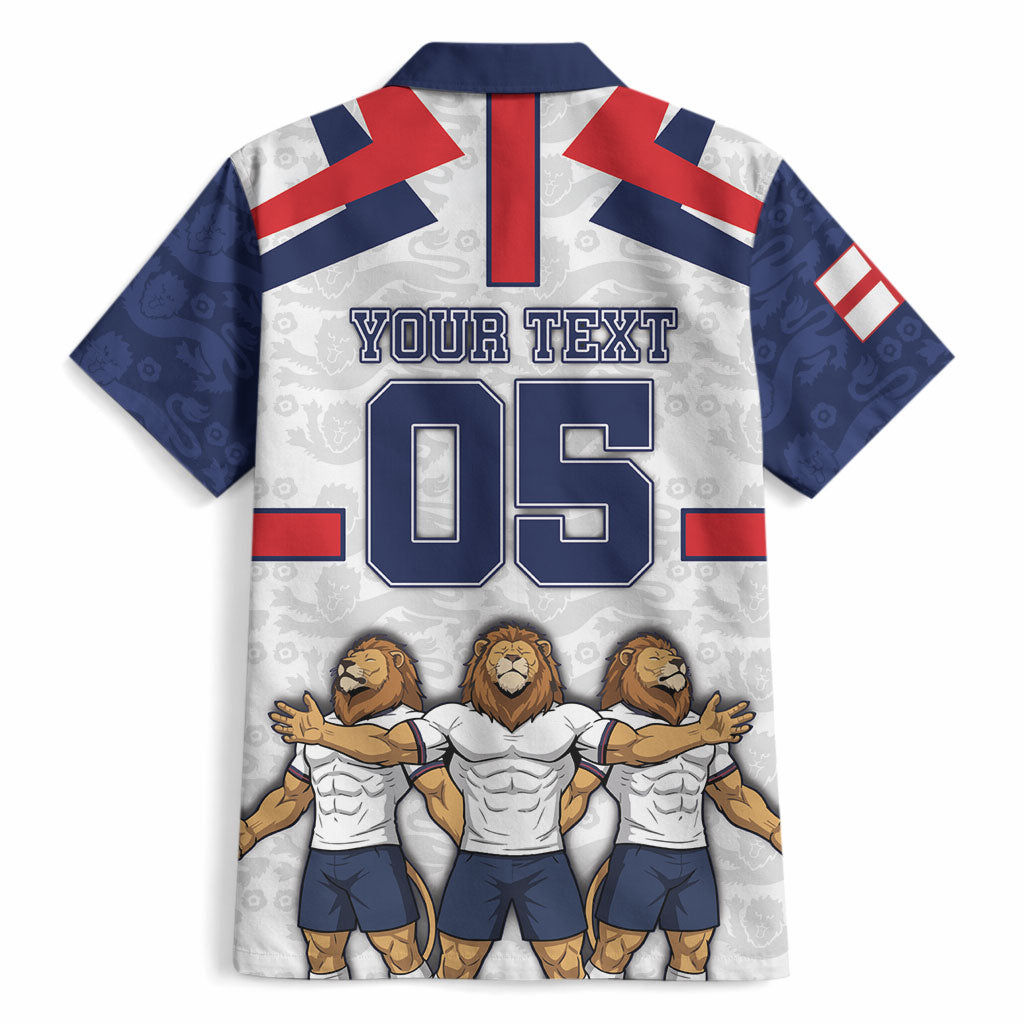 Custom England Football Hawaiian Shirt Three Lions Trophy St George Cross