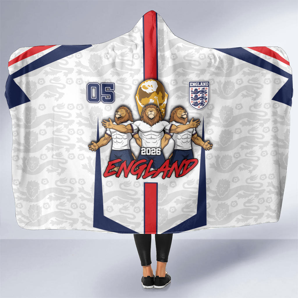 Custom England Football Hooded Blanket Three Lions Trophy St George Cross