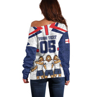 Custom England Football Off Shoulder Sweater Three Lions Trophy St George Cross
