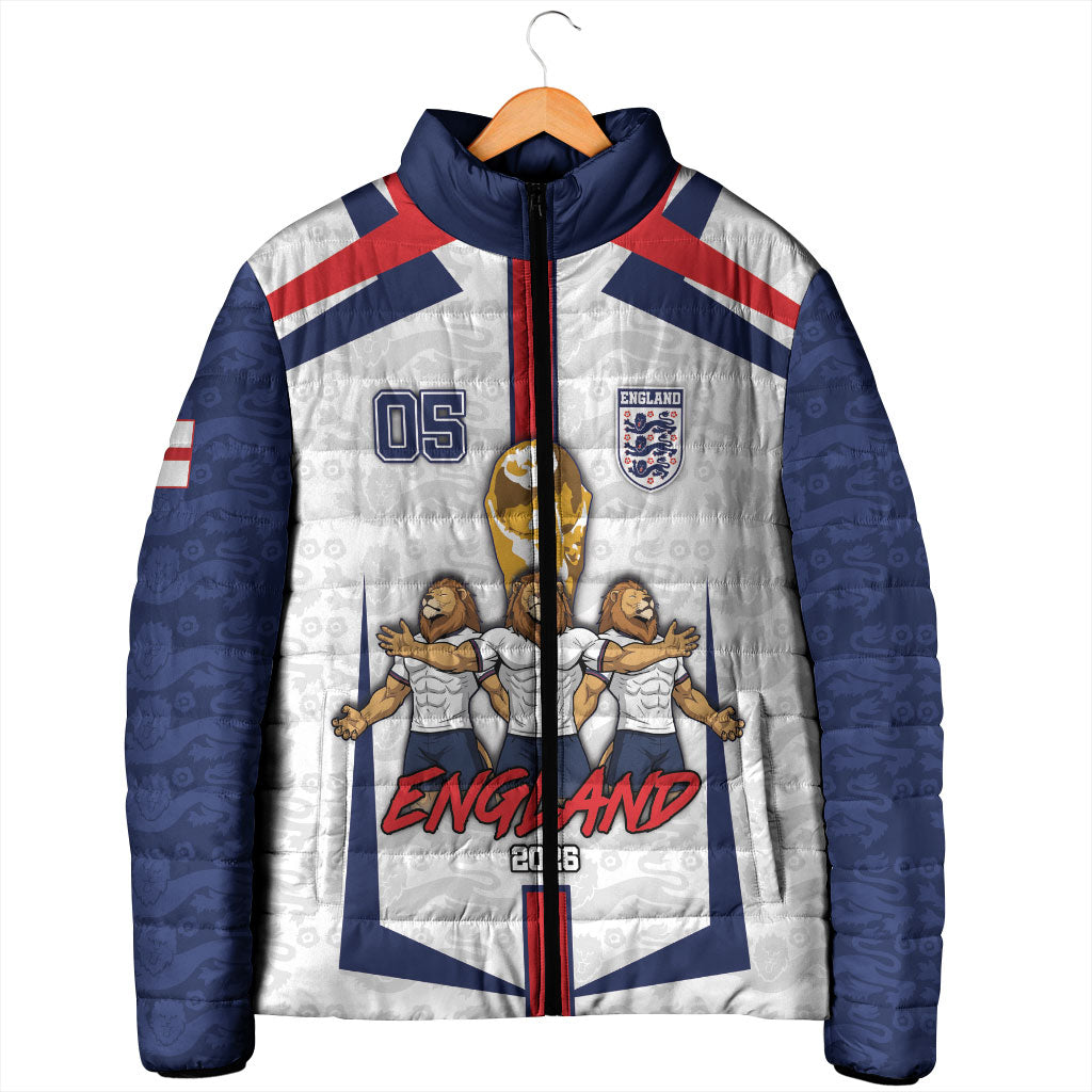 Custom England Football Padded Jacket Three Lions Trophy St George Cross