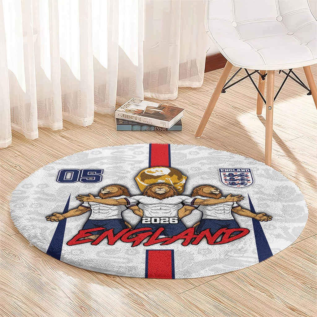 Custom England Football Round Carpet Three Lions Trophy St George Cross