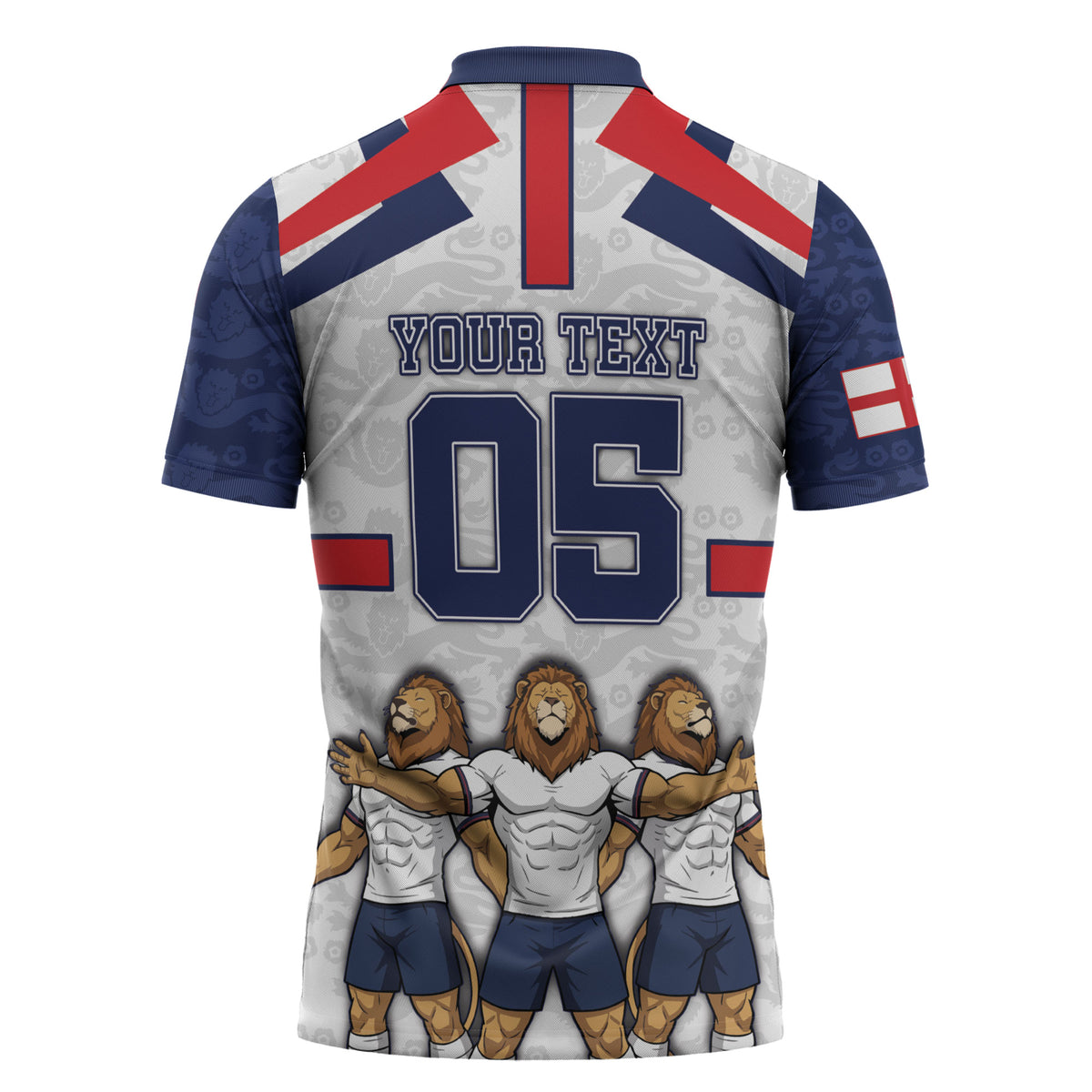 Custom England Football Zipper Polo Shirt Three Lions Trophy St George Cross