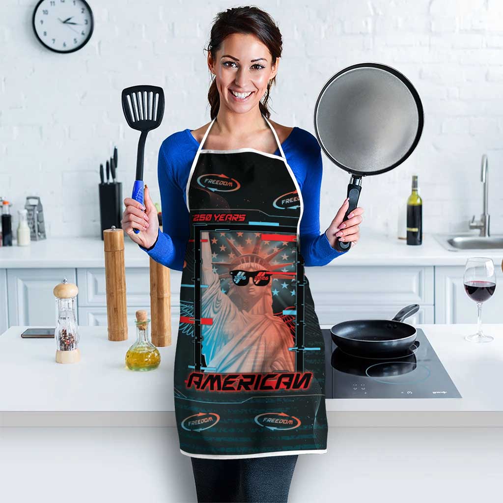 United States 250th Anniversary Apron Statue Of Liberty Cyberpunk Style - Wonder Print Shop