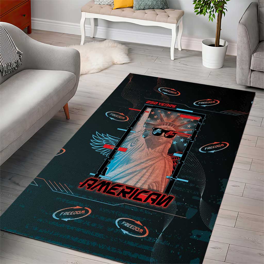 United States 250th Anniversary Area Rug Statue Of Liberty Cyberpunk Style - Wonder Print Shop