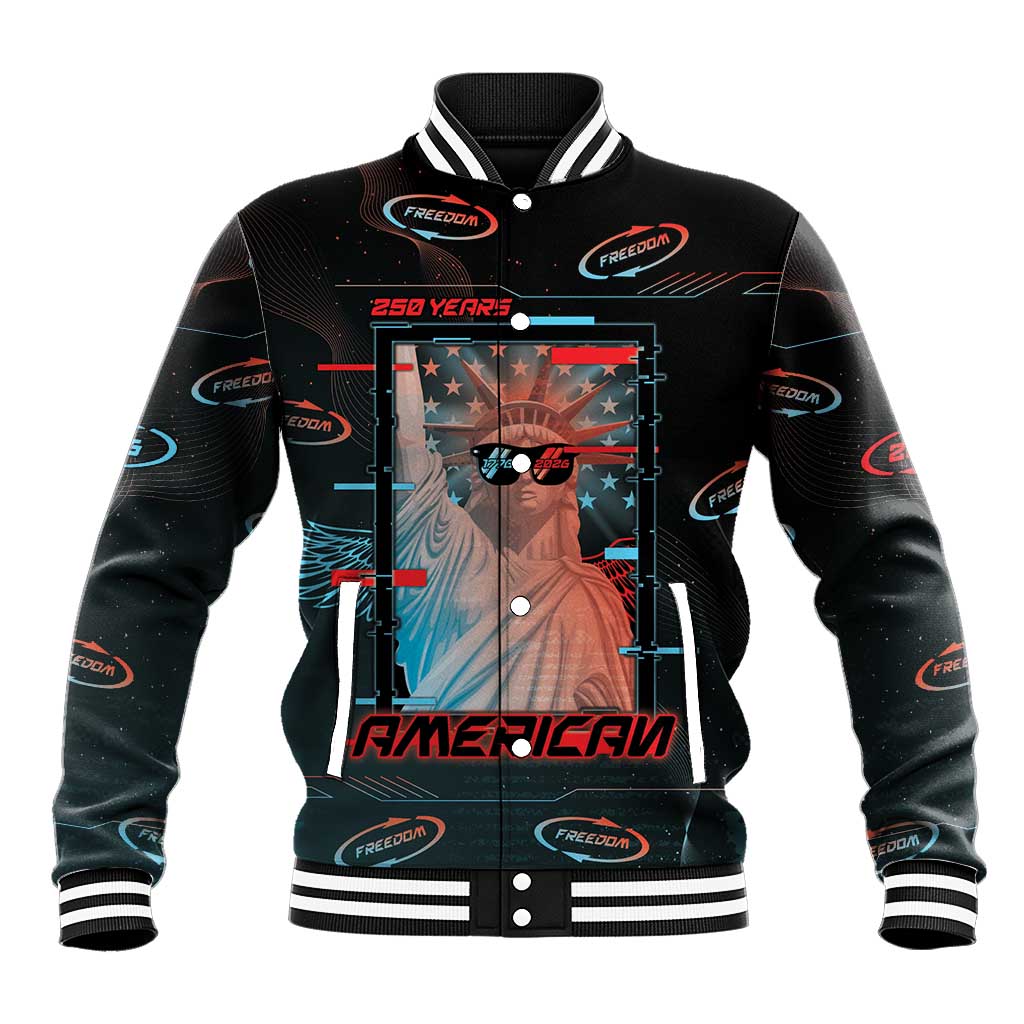 United States 250th Anniversary Baseball Jacket Statue Of Liberty Cyberpunk Style - Wonder Print Shop