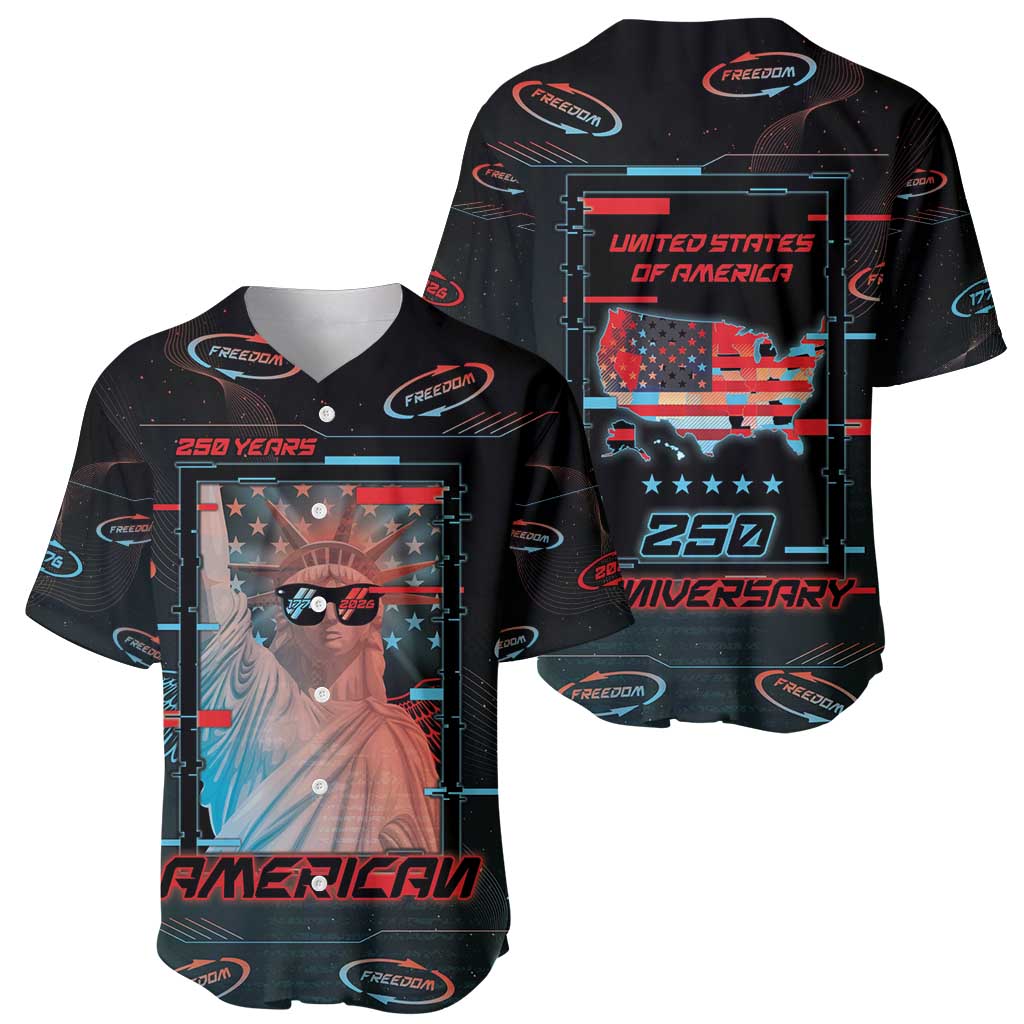 United States 250th Anniversary Baseball Jersey Statue Of Liberty Cyberpunk Style - Wonder Print Shop