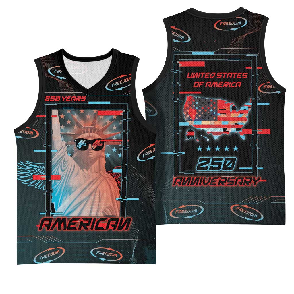 United States 250th Anniversary Basketball Jersey Statue Of Liberty Cyberpunk Style - Wonder Print Shop