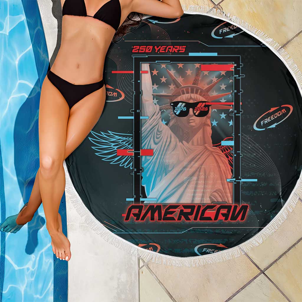 United States 250th Anniversary Beach Blanket Statue Of Liberty Cyberpunk Style - Wonder Print Shop