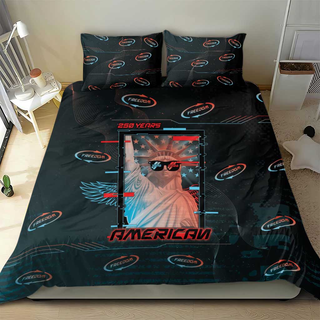 United States 250th Anniversary Bedding Set Statue Of Liberty Cyberpunk Style - Wonder Print Shop