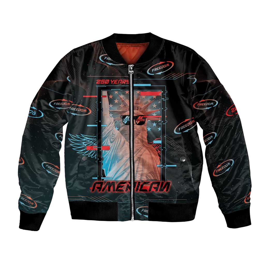United States 250th Anniversary Bomber Jacket Statue Of Liberty Cyberpunk Style - Wonder Print Shop
