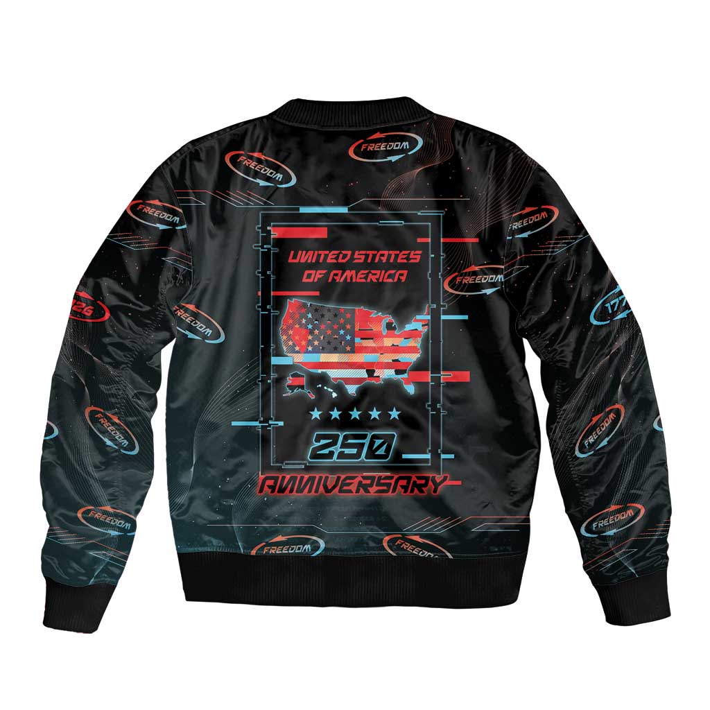 United States 250th Anniversary Bomber Jacket Statue Of Liberty Cyberpunk Style - Wonder Print Shop