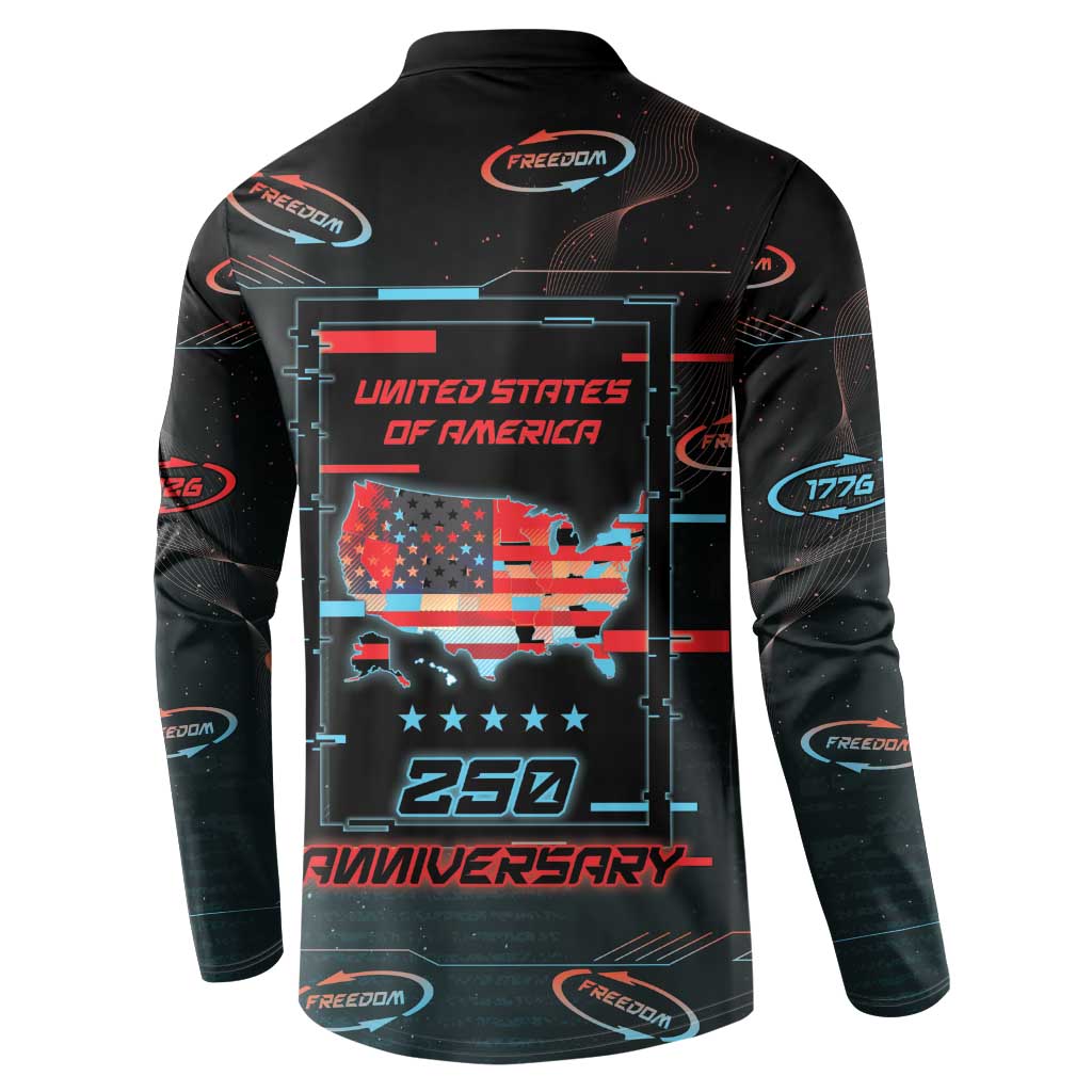 United States 250th Anniversary Button Sweatshirt Statue Of Liberty Cyberpunk Style - Wonder Print Shop