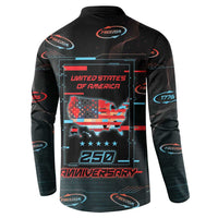 United States 250th Anniversary Button Sweatshirt Statue Of Liberty Cyberpunk Style - Wonder Print Shop