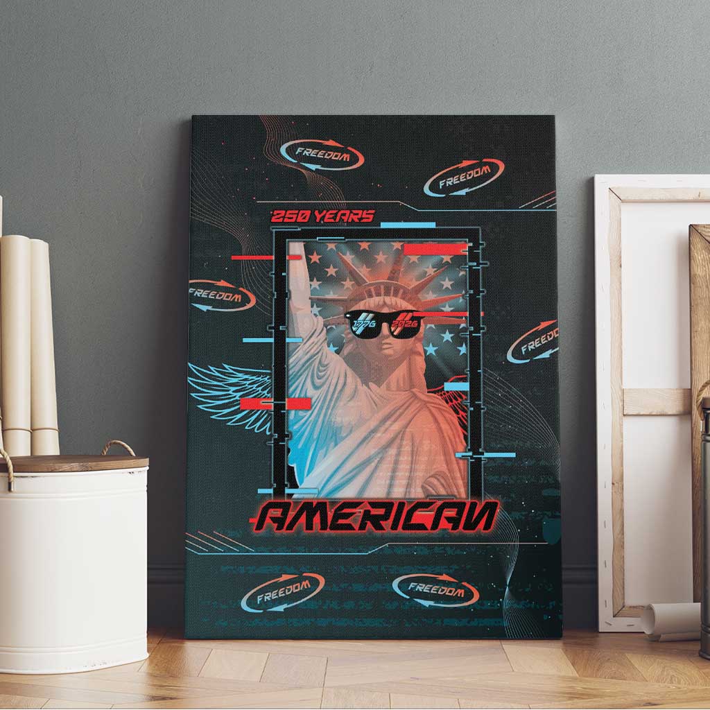 United States 250th Anniversary Canvas Wall Art Statue Of Liberty Cyberpunk Style - Wonder Print Shop