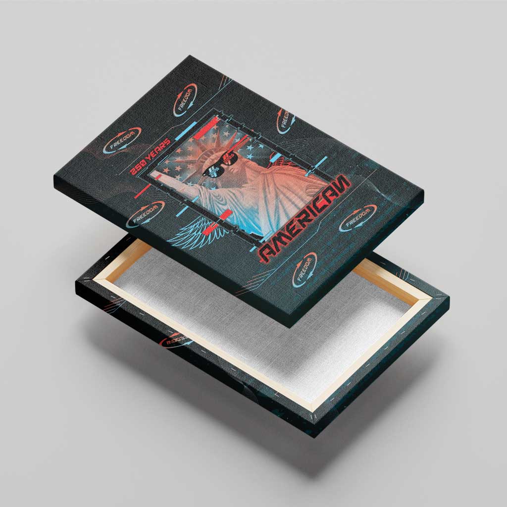 United States 250th Anniversary Canvas Wall Art Statue Of Liberty Cyberpunk Style - Wonder Print Shop