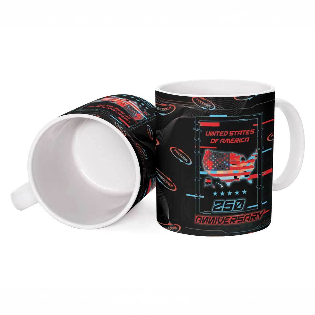 United States 250th Anniversary Ceramic Mug Statue Of Liberty Cyberpunk Style - Wonder Print Shop
