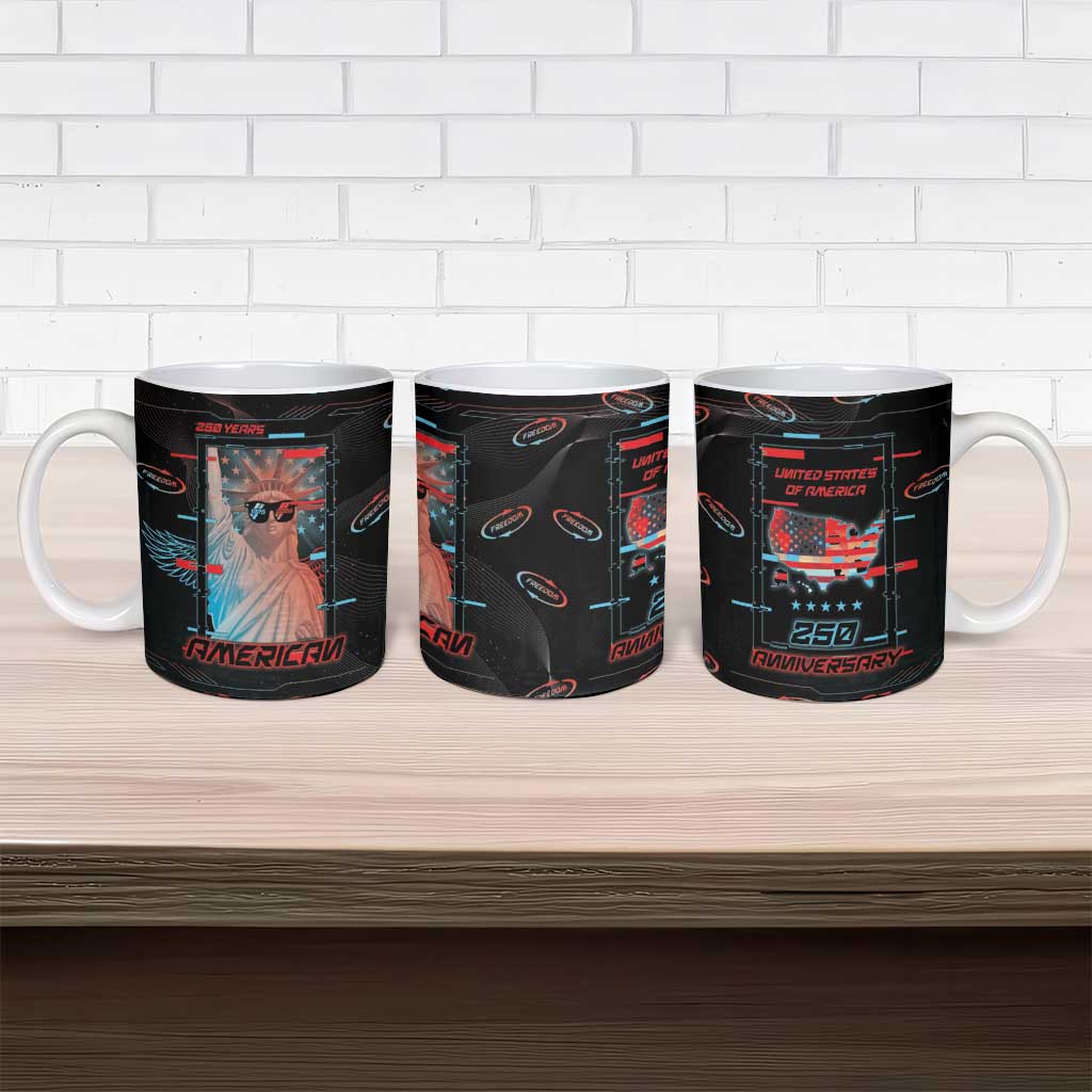 United States 250th Anniversary Ceramic Mug Statue Of Liberty Cyberpunk Style - Wonder Print Shop
