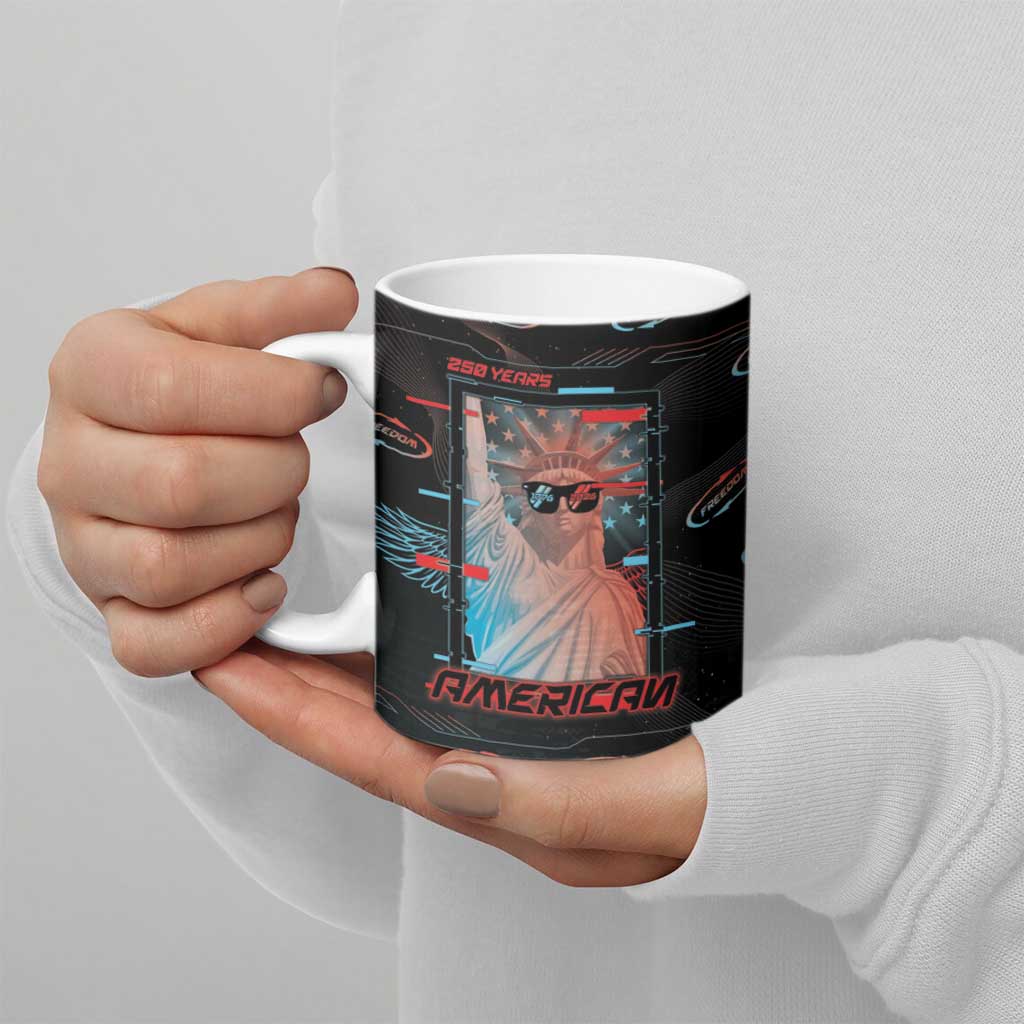 United States 250th Anniversary Ceramic Mug Statue Of Liberty Cyberpunk Style - Wonder Print Shop