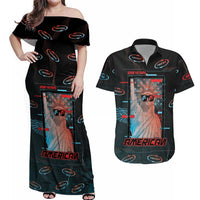 United States 250th Anniversary Couples Matching Off Shoulder Maxi Dress and Hawaiian Shirt Statue Of Liberty Cyberpunk Style - Wonder Print Shop