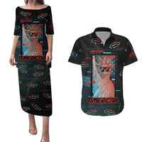 United States 250th Anniversary Couples Matching Puletasi and Hawaiian Shirt Statue Of Liberty Cyberpunk Style - Wonder Print Shop