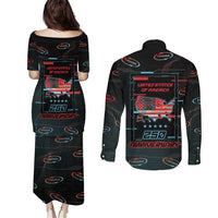 United States 250th Anniversary Couples Matching Puletasi and Long Sleeve Button Shirt Statue Of Liberty Cyberpunk Style - Wonder Print Shop
