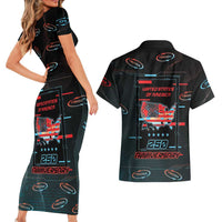 United States 250th Anniversary Couples Matching Short Sleeve Bodycon Dress and Hawaiian Shirt Statue Of Liberty Cyberpunk Style - Wonder Print Shop
