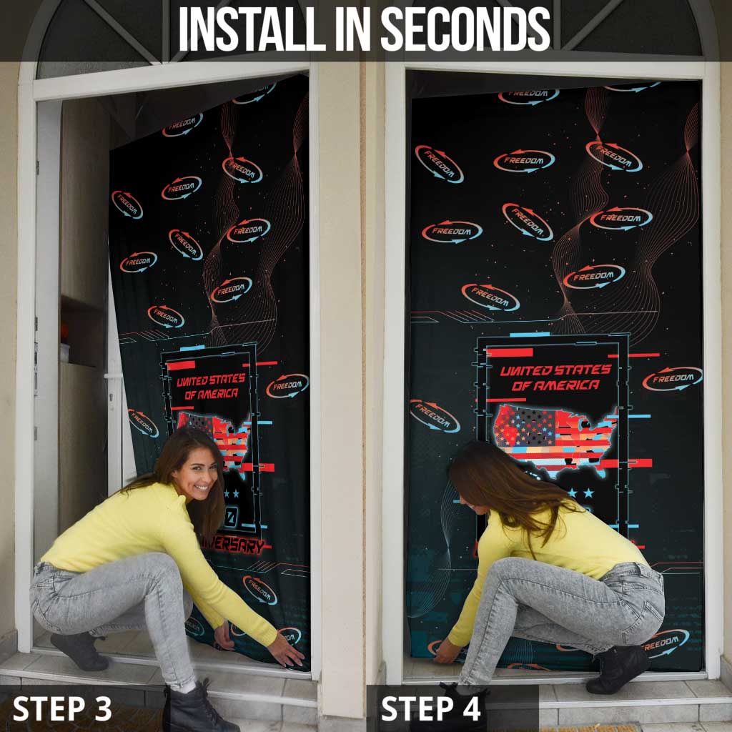 United States 250th Anniversary Door Cover Statue Of Liberty Cyberpunk Style - Wonder Print Shop