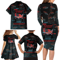 United States 250th Anniversary Family Matching Long Sleeve Bodycon Dress and Hawaiian Shirt Statue Of Liberty Cyberpunk Style - Wonder Print Shop