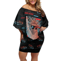 United States 250th Anniversary Family Matching Off Shoulder Short Dress and Hawaiian Shirt Statue Of Liberty Cyberpunk Style - Wonder Print Shop