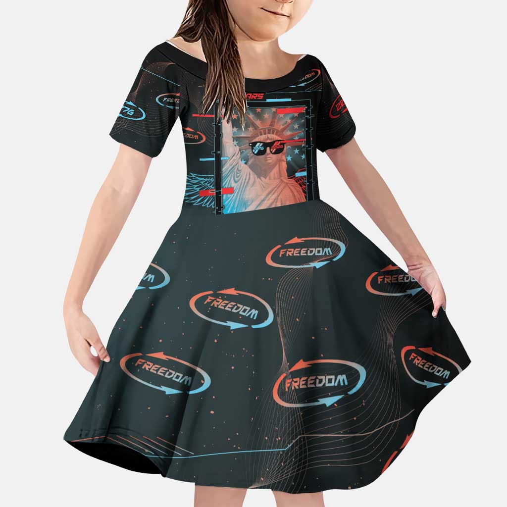 United States 250th Anniversary Family Matching Puletasi and Hawaiian Shirt Statue Of Liberty Cyberpunk Style - Wonder Print Shop