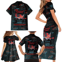 United States 250th Anniversary Family Matching Short Sleeve Bodycon Dress and Hawaiian Shirt Statue Of Liberty Cyberpunk Style - Wonder Print Shop