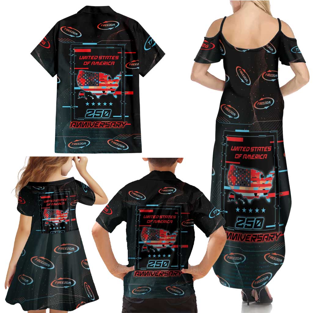United States 250th Anniversary Family Matching Summer Maxi Dress and Hawaiian Shirt Statue Of Liberty Cyberpunk Style - Wonder Print Shop