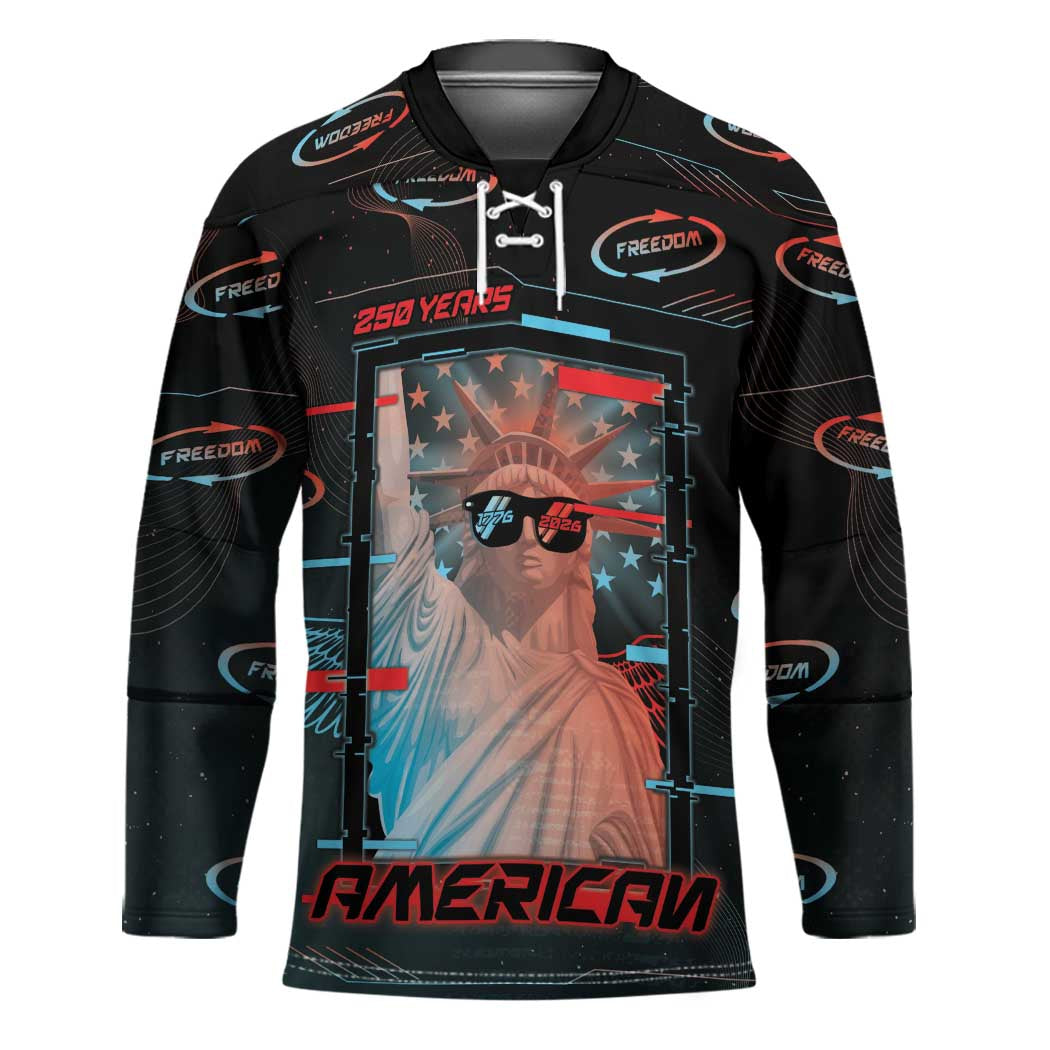 United States 250th Anniversary Hockey Jersey Statue Of Liberty Cyberpunk Style - Wonder Print Shop