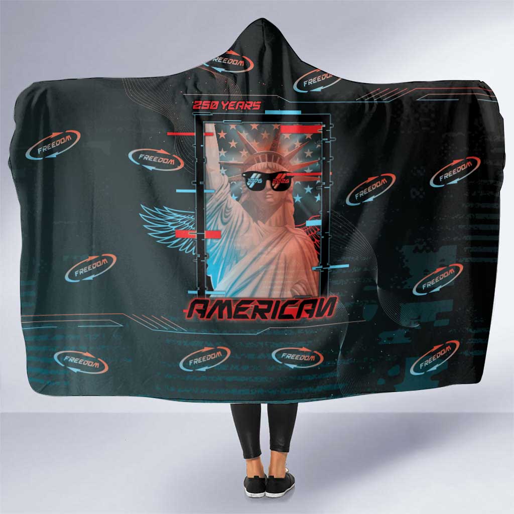 United States 250th Anniversary Hooded Blanket Statue Of Liberty Cyberpunk Style - Wonder Print Shop
