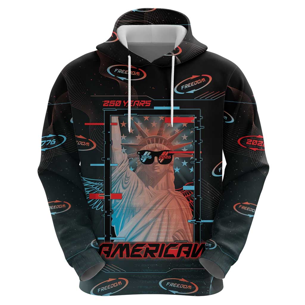United States 250th Anniversary Hoodie Statue Of Liberty Cyberpunk Style - Wonder Print Shop