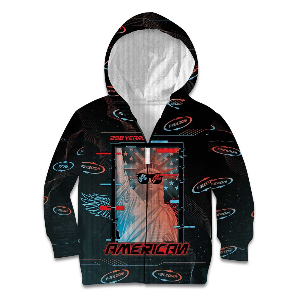 United States 250th Anniversary Kid Hoodie Statue Of Liberty Cyberpunk Style - Wonder Print Shop