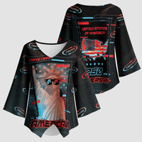 United States 250th Anniversary Kimono Sleeve Blouse Statue Of Liberty Cyberpunk Style - Wonder Print Shop