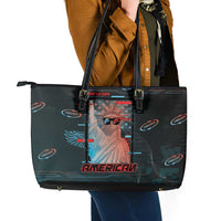 United States 250th Anniversary Leather Tote Bag Statue Of Liberty Cyberpunk Style - Wonder Print Shop