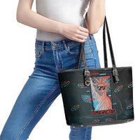 United States 250th Anniversary Leather Tote Bag Statue Of Liberty Cyberpunk Style - Wonder Print Shop