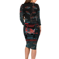 United States 250th Anniversary Long Sleeve Bodycon Dress Statue Of Liberty Cyberpunk Style - Wonder Print Shop