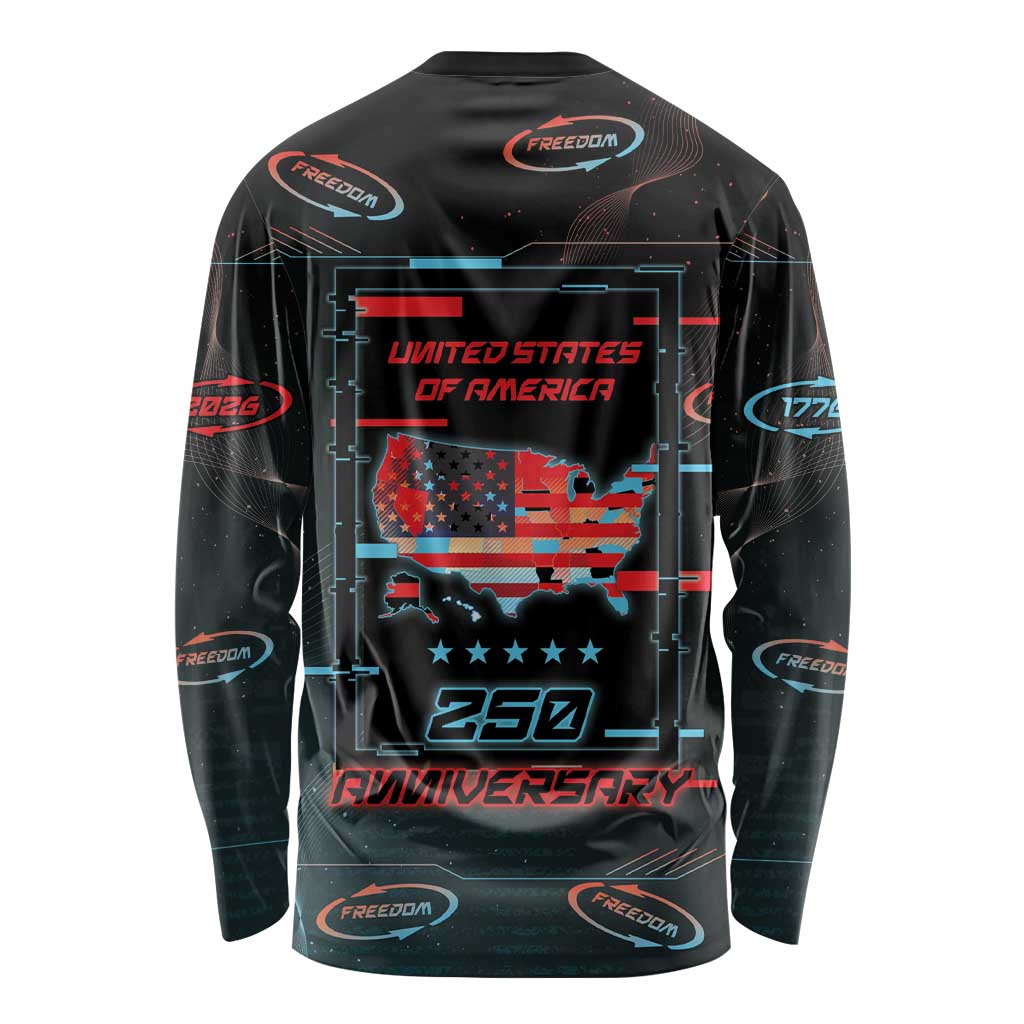 United States 250th Anniversary Long Sleeve Shirt Statue Of Liberty Cyberpunk Style - Wonder Print Shop