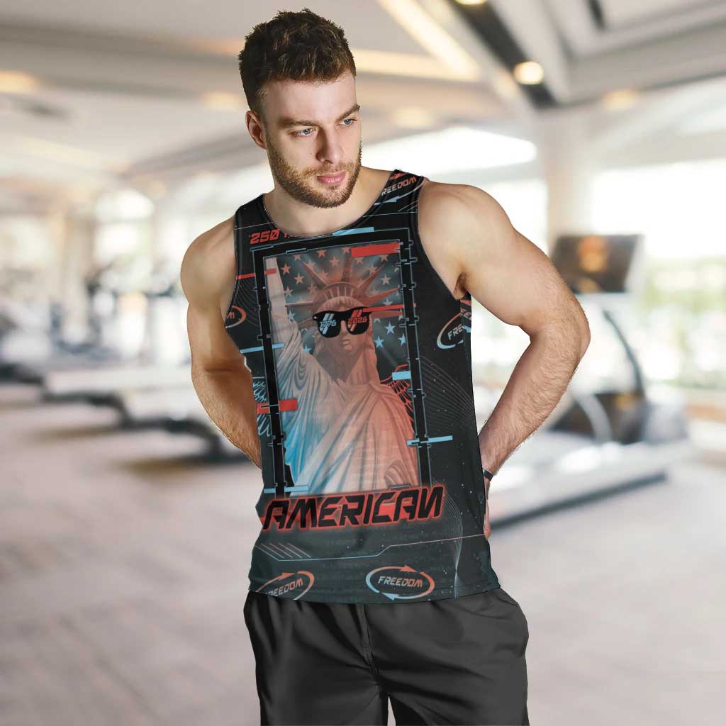 United States 250th Anniversary Men Tank Top Statue Of Liberty Cyberpunk Style - Wonder Print Shop
