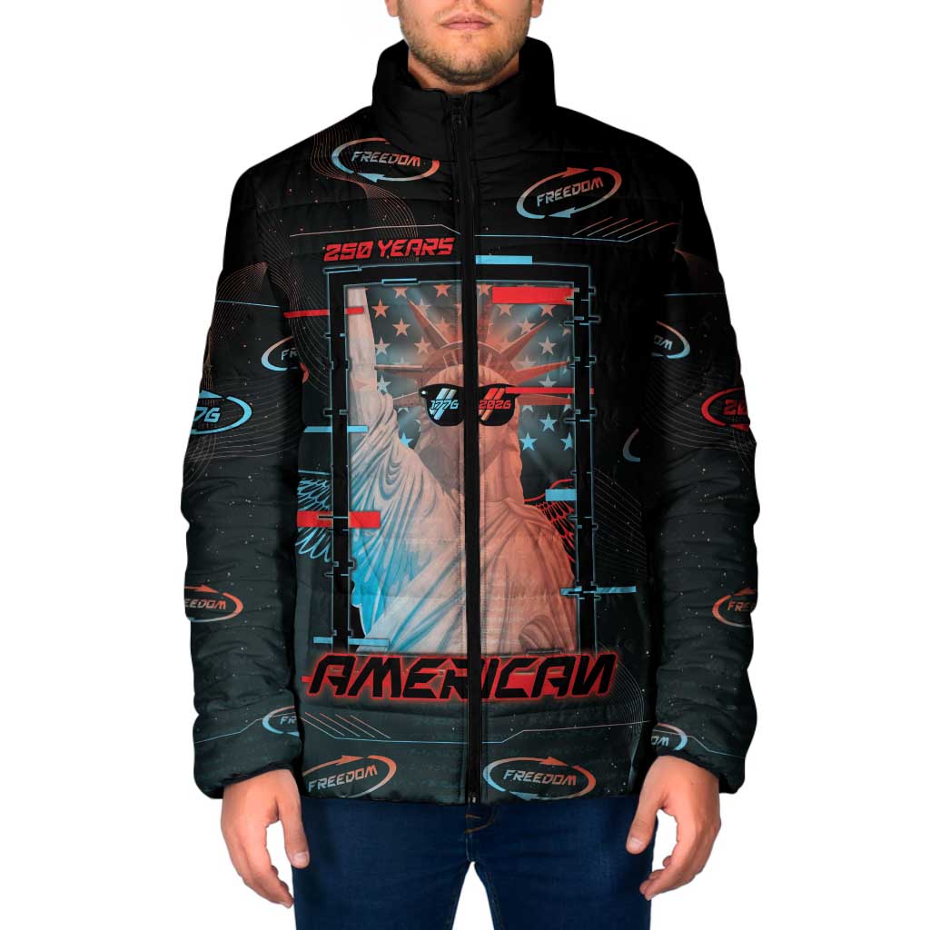 United States 250th Anniversary Padded Jacket Statue Of Liberty Cyberpunk Style - Wonder Print Shop