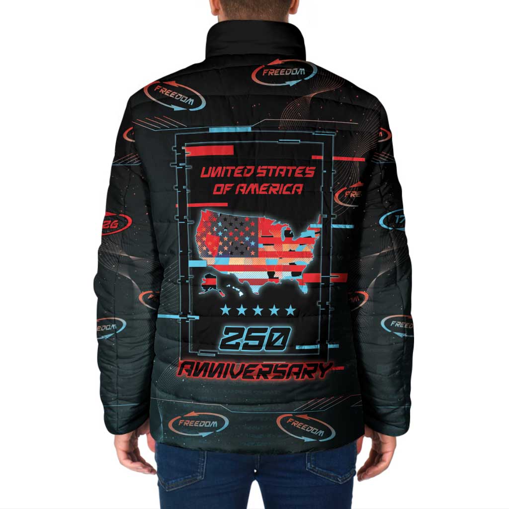 United States 250th Anniversary Padded Jacket Statue Of Liberty Cyberpunk Style - Wonder Print Shop
