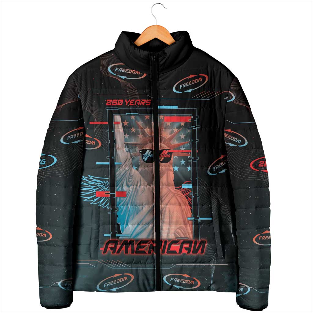United States 250th Anniversary Padded Jacket Statue Of Liberty Cyberpunk Style - Wonder Print Shop