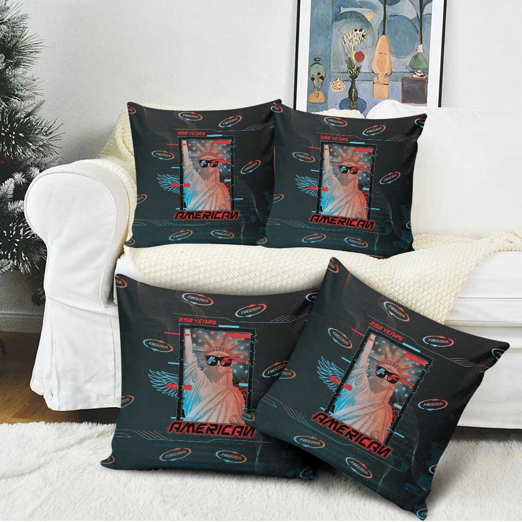 United States 250th Anniversary Pillow Cover Statue Of Liberty Cyberpunk Style - Wonder Print Shop