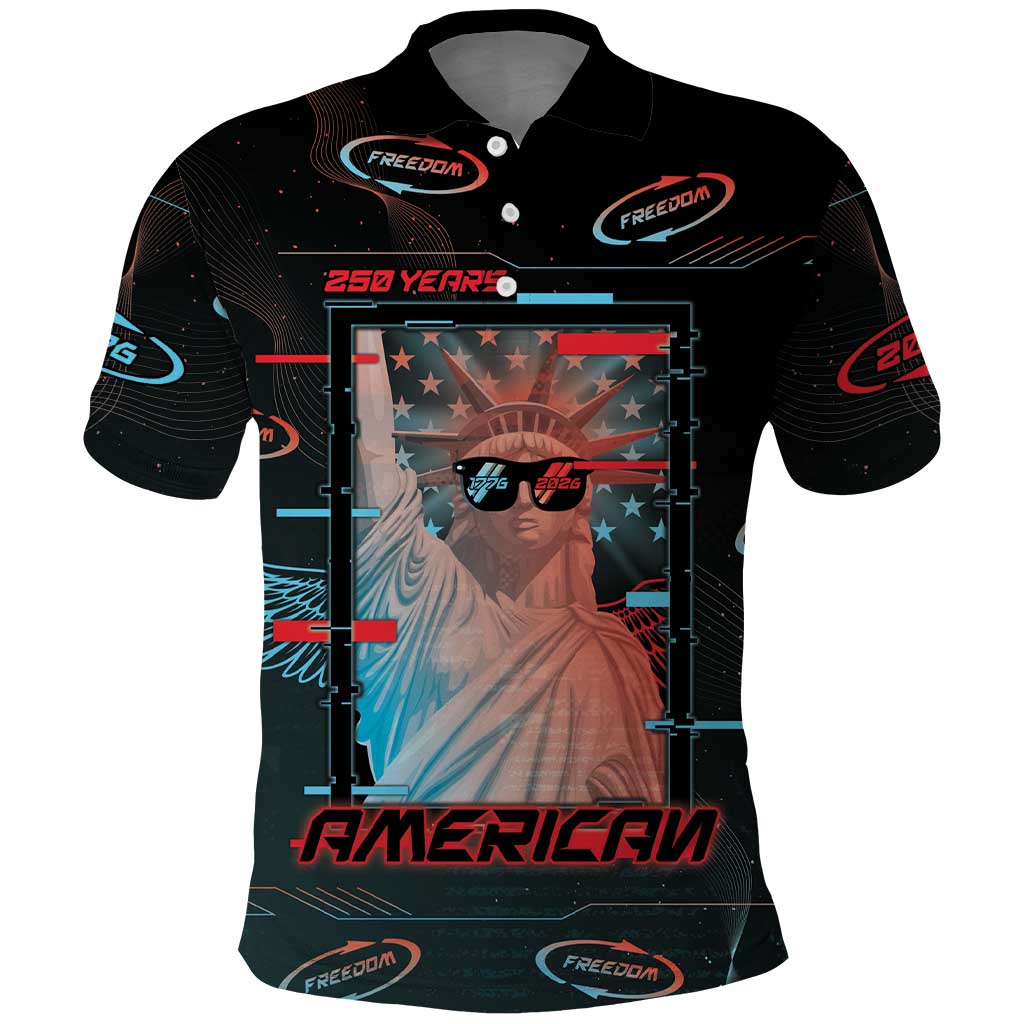 United States 250th Anniversary Polo Shirt Statue Of Liberty Cyberpunk Style - Wonder Print Shop