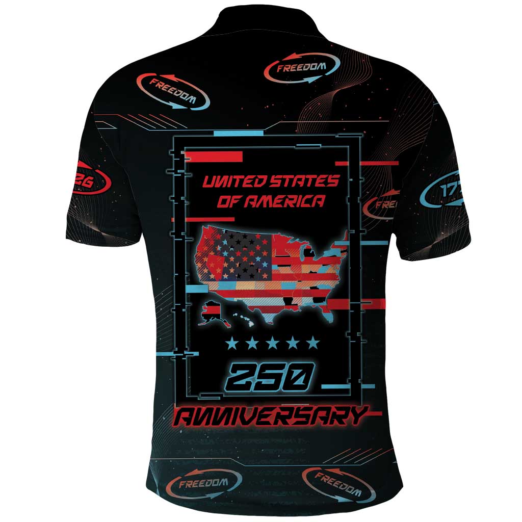 United States 250th Anniversary Polo Shirt Statue Of Liberty Cyberpunk Style - Wonder Print Shop