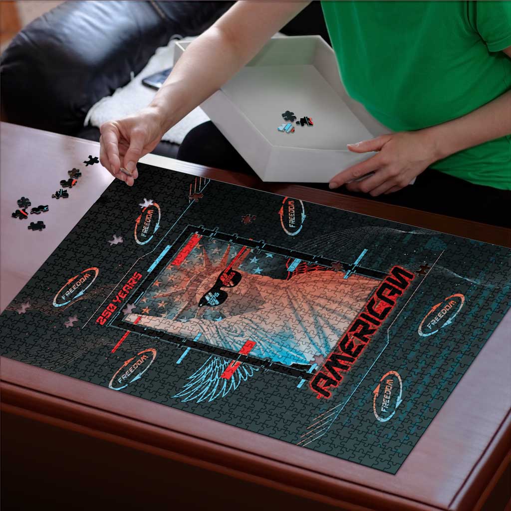 United States 250th Anniversary Puzzle Statue Of Liberty Cyberpunk Style - Wonder Print Shop